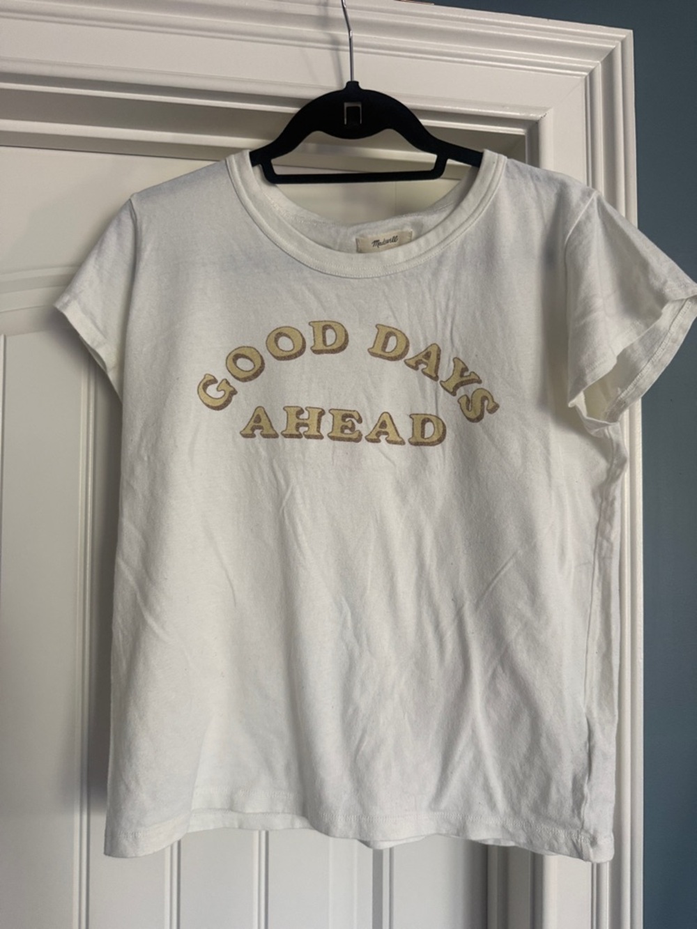 Madewell White Graphic Tee with Beige Lettering